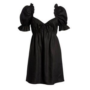 Reformation Black Puff-Sleeve Mini Dress